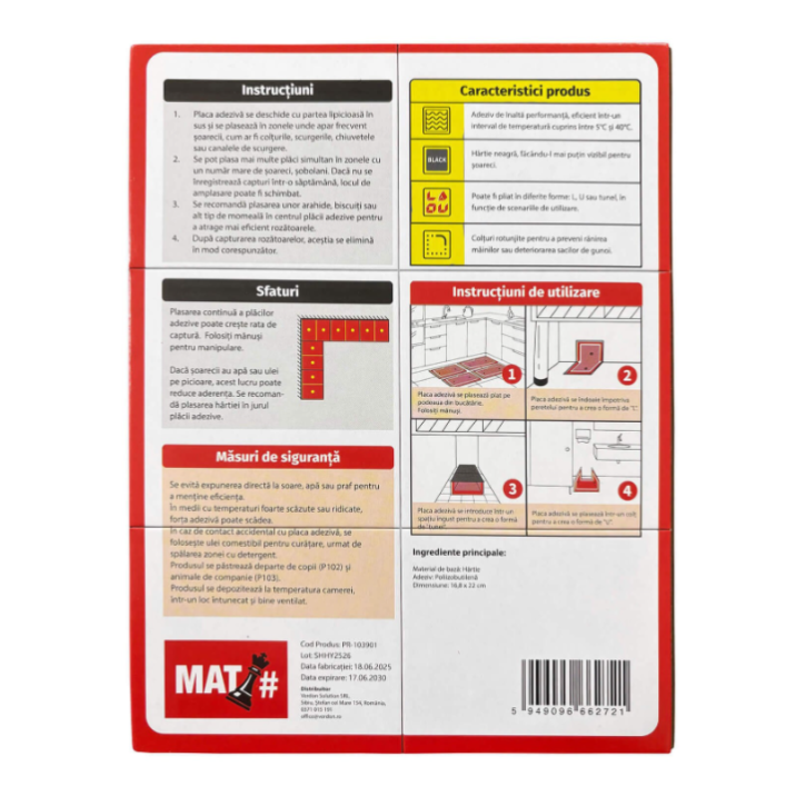 Capcana cu lipici pentru soareci si sobolani tip carte MAT