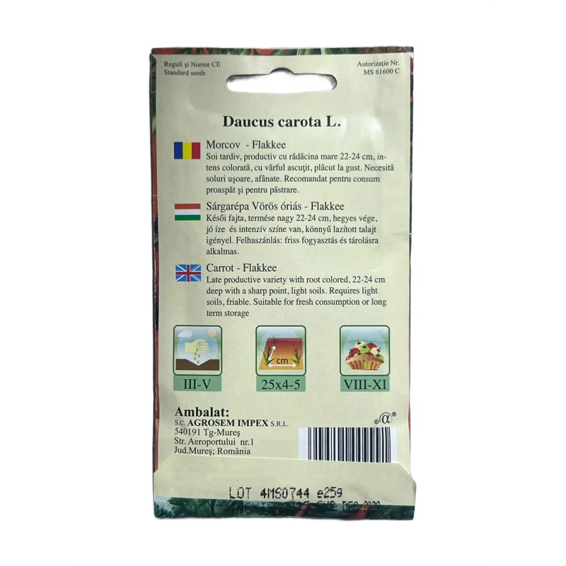Seminte morcov Flakke - 25 grame
