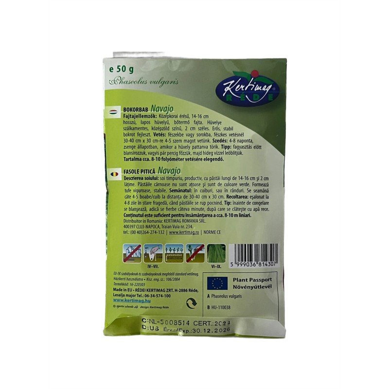 Seminte fasole pitica Navajo - 50 grame