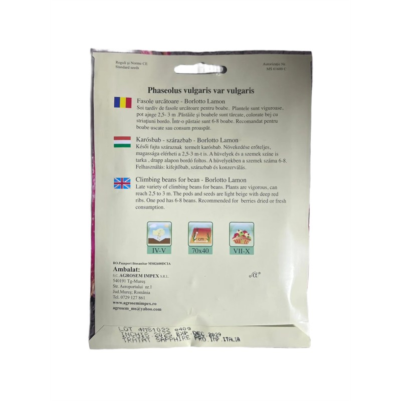 Seminte fasole urcatoare Borlotto Lamon - 40 grame