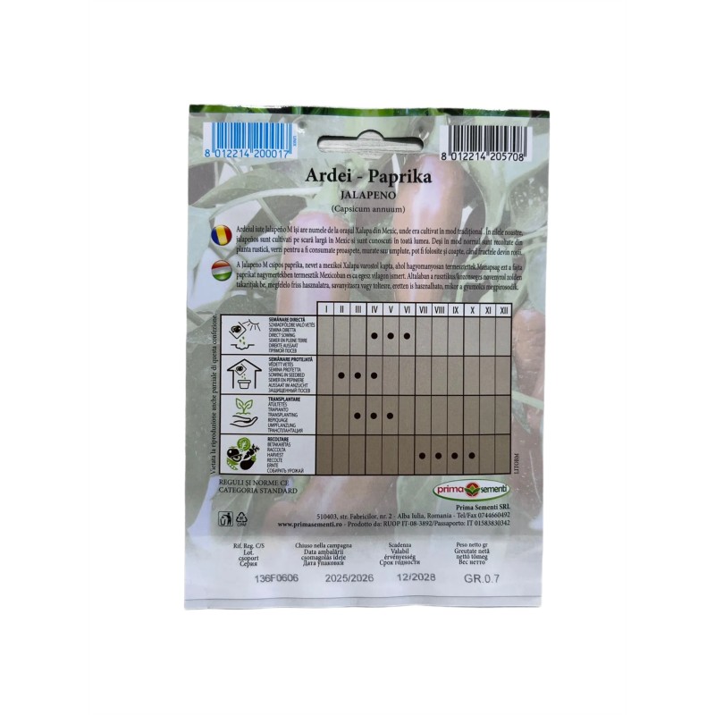 Seminte ardei iute Jalapeno - 0.7 grame