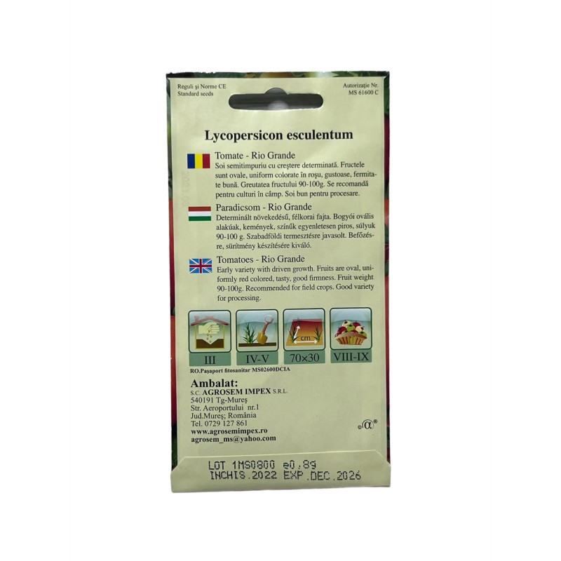 Seminte tomate Rio Grande - 0.8 grame