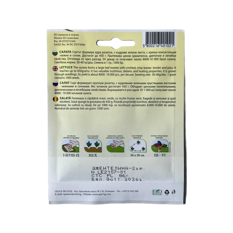 Seminte salata Gentelina Opal - 2 grame