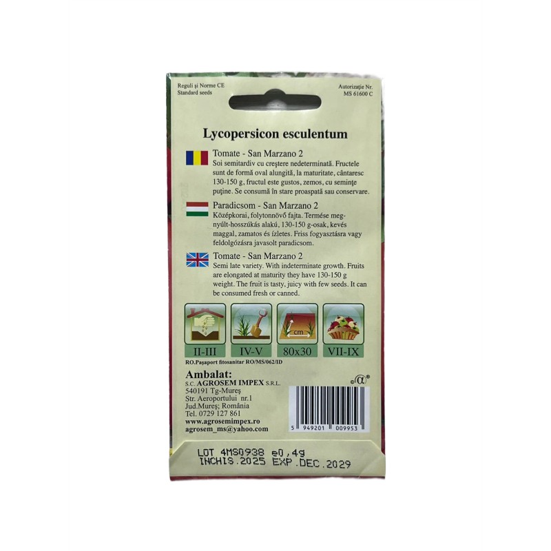 Seminte tomate San Marzano 2 - 0.4 grame