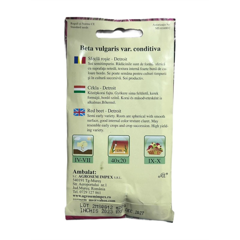 Seminte sfecla rosie Detroit Agrosem - 20 grame