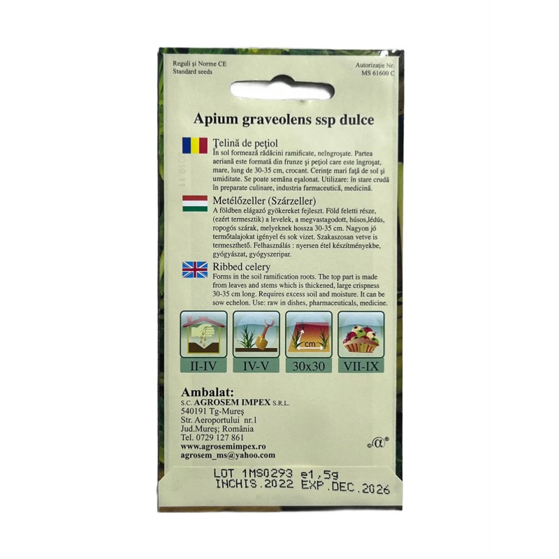 Seminte telina de petiol Agrosem - 1.5 grame